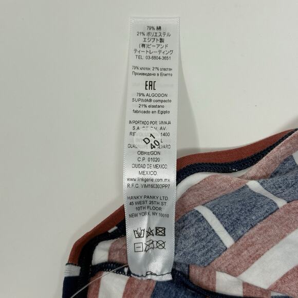 Hanky Panky PlayStretch High Rise Stripe Thong XS/S Striped Supima Cotton - Picture 5 of 9